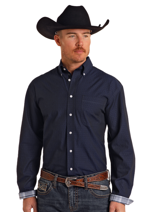 Panhandle Mens Navy Long Sleeve Shirt