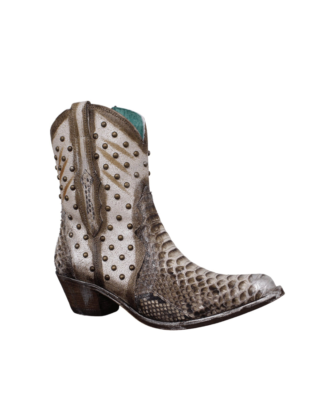 Corral Womens Natural Python Overlay and Stud Booties