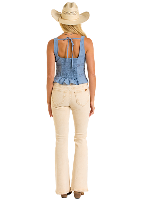 Panhandle Womens Blue Eyelet Tank