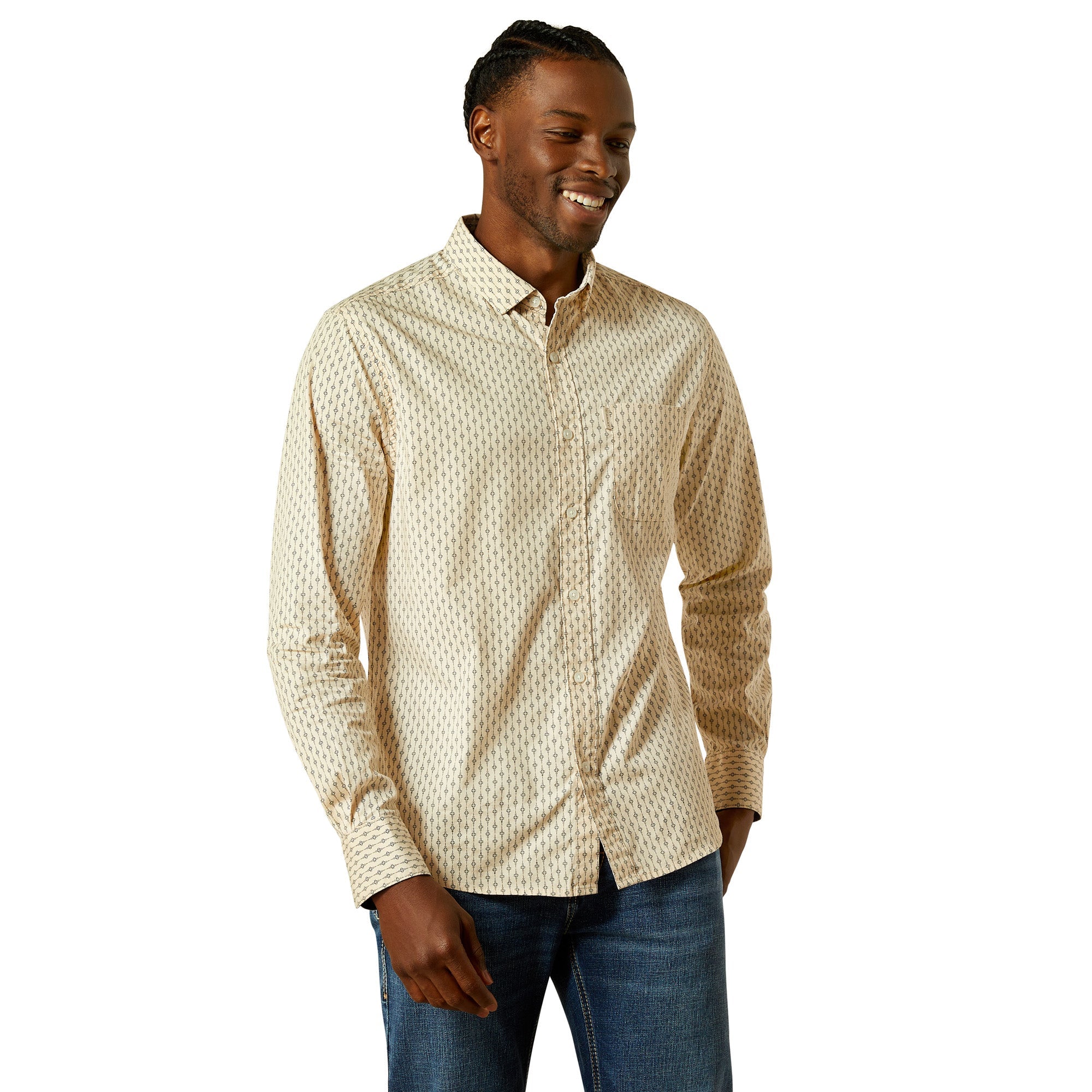 Ariat Mens Off White Maverick Modern Fit Shirt