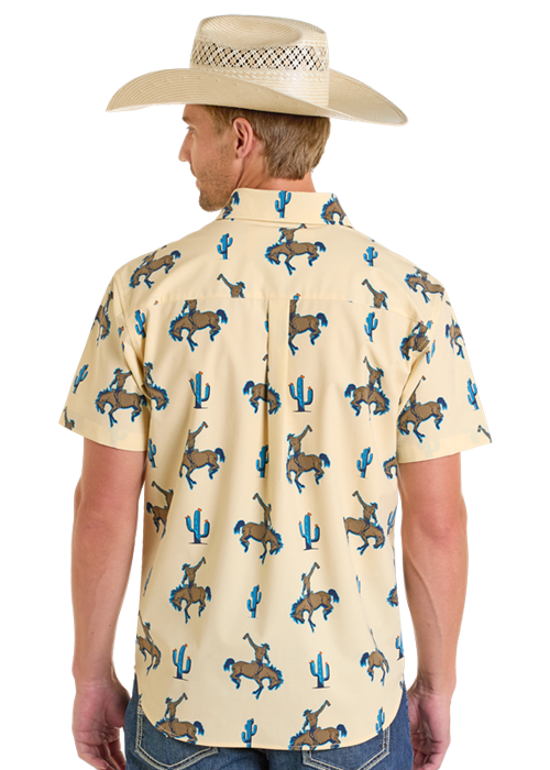 Panhandle Mens Natural Western Tek Short Sleeve Shirt