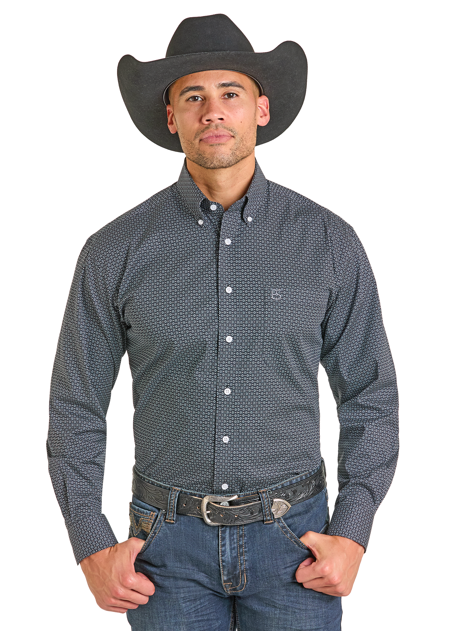 Panhandle Mens Black Printed Long Sleeve Shirt