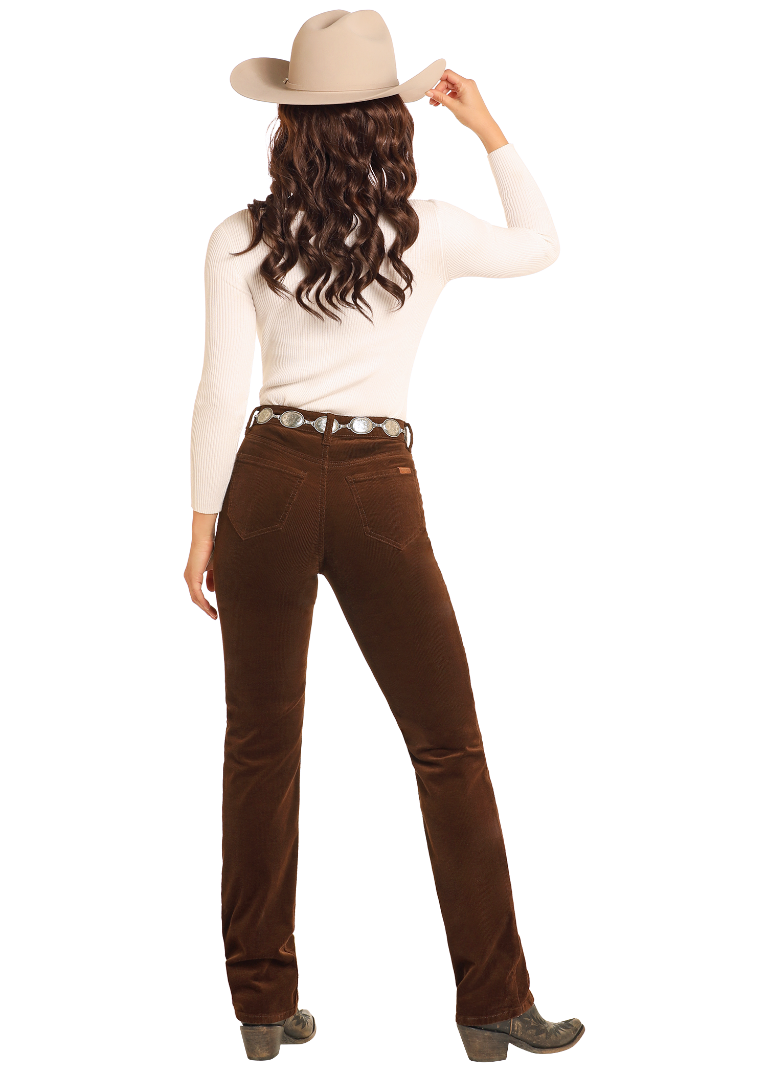 Panhandle Womens Brown Corduroy Modest Bootcut Jeans