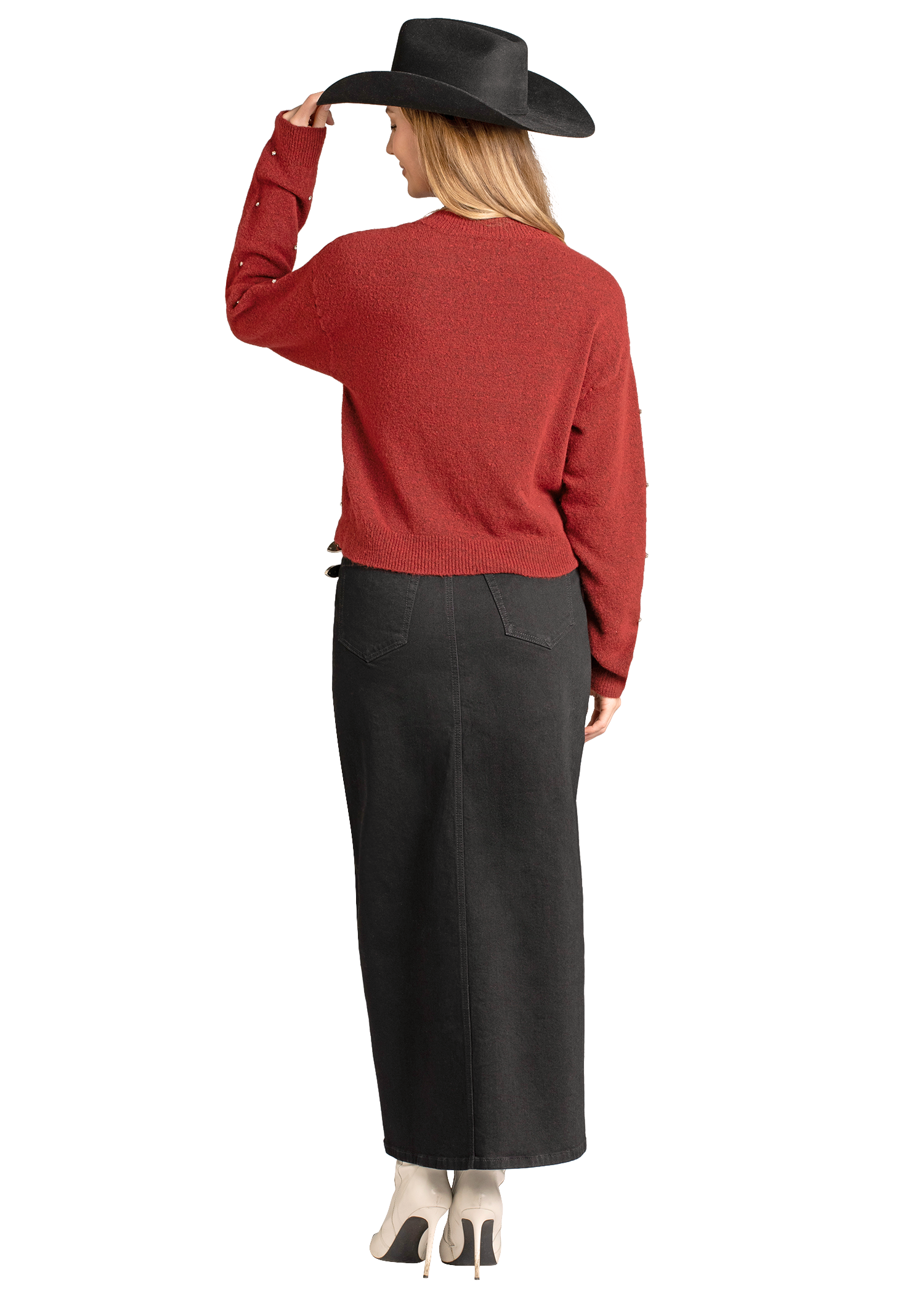 Panhandle Womens Red Rhinestone Sweater