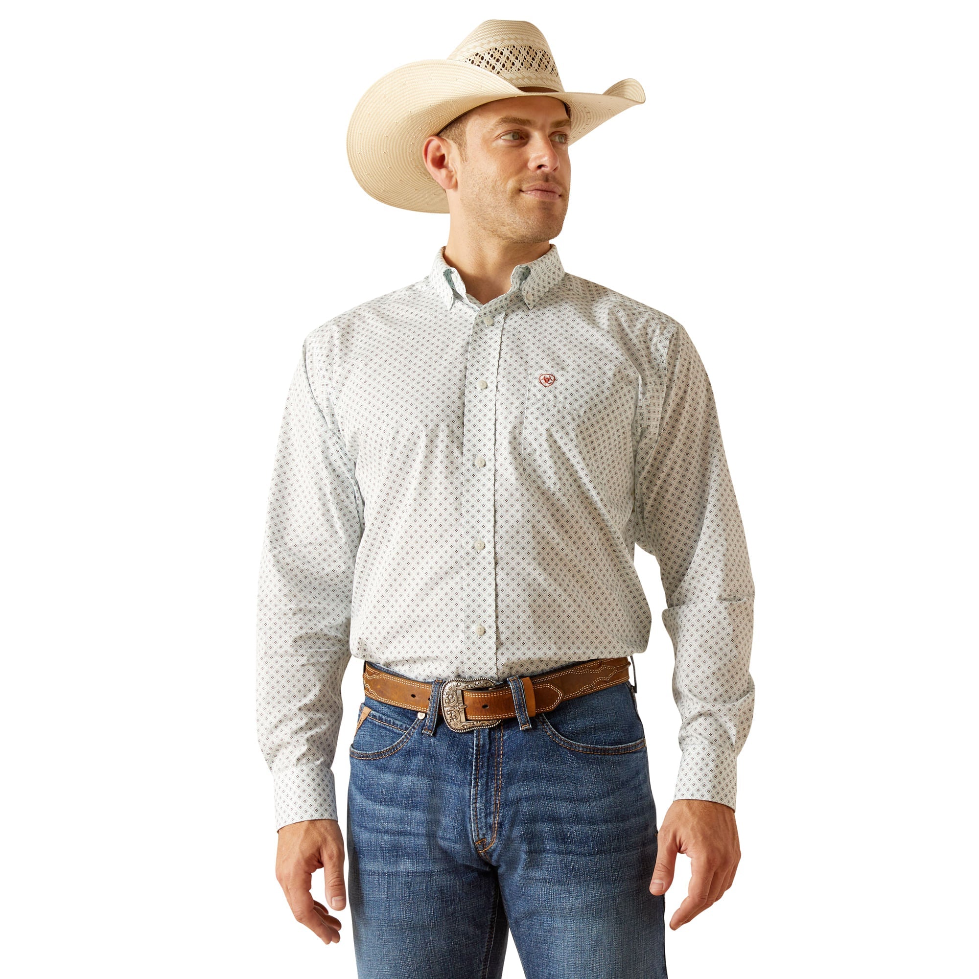 Ariat Mens White Irving Long Sleeve Shirt