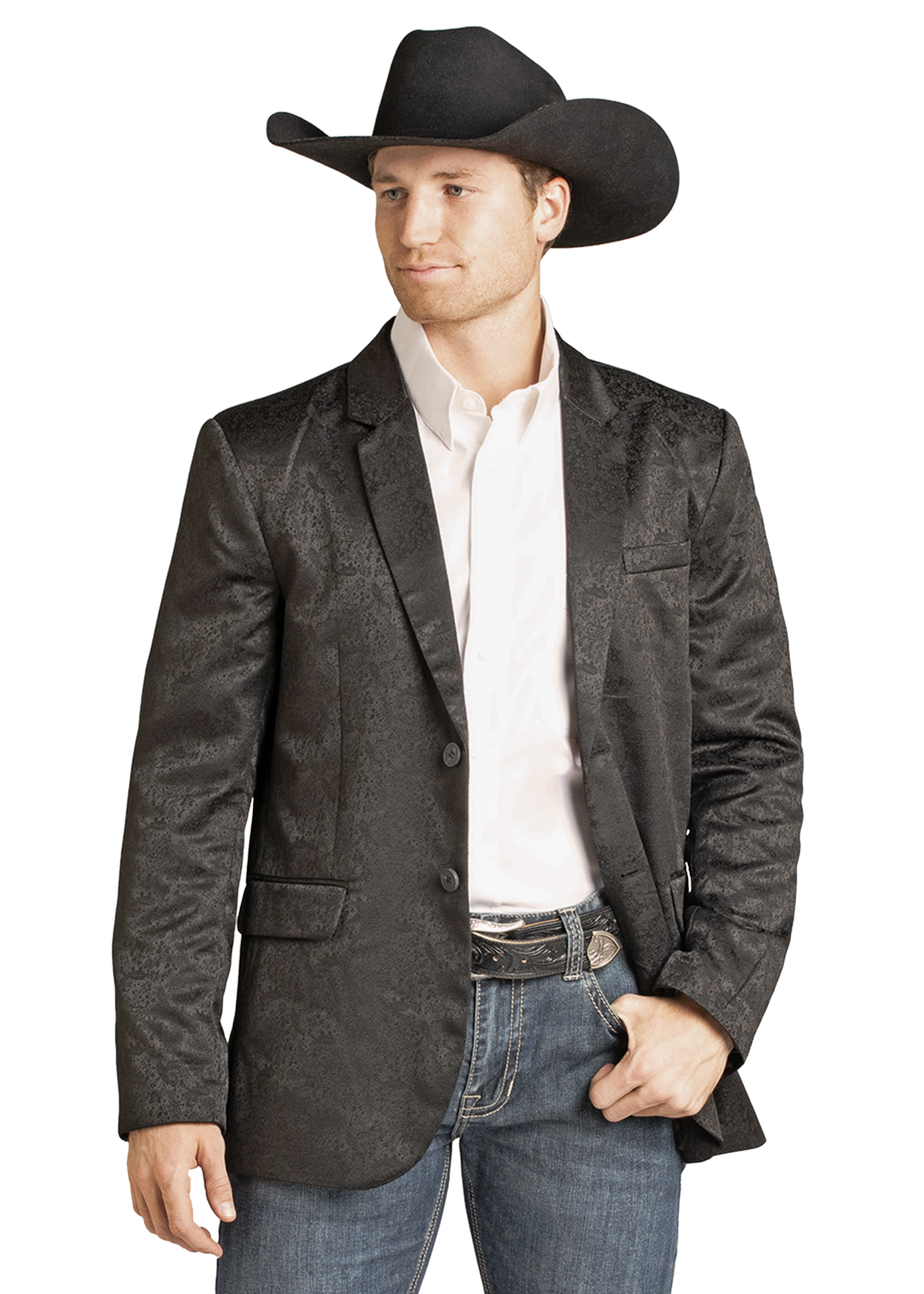 Panhandle Mens Paisley Black Sport Coat