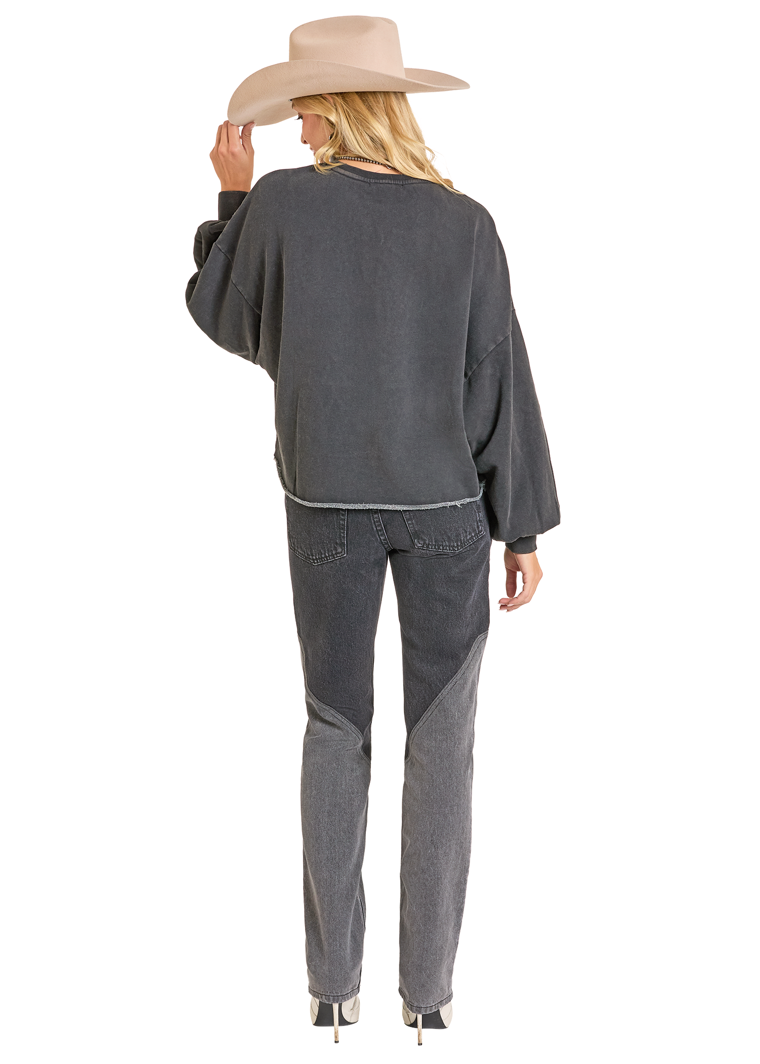 Panhandle Womens Black Embellished Cropped Sweater