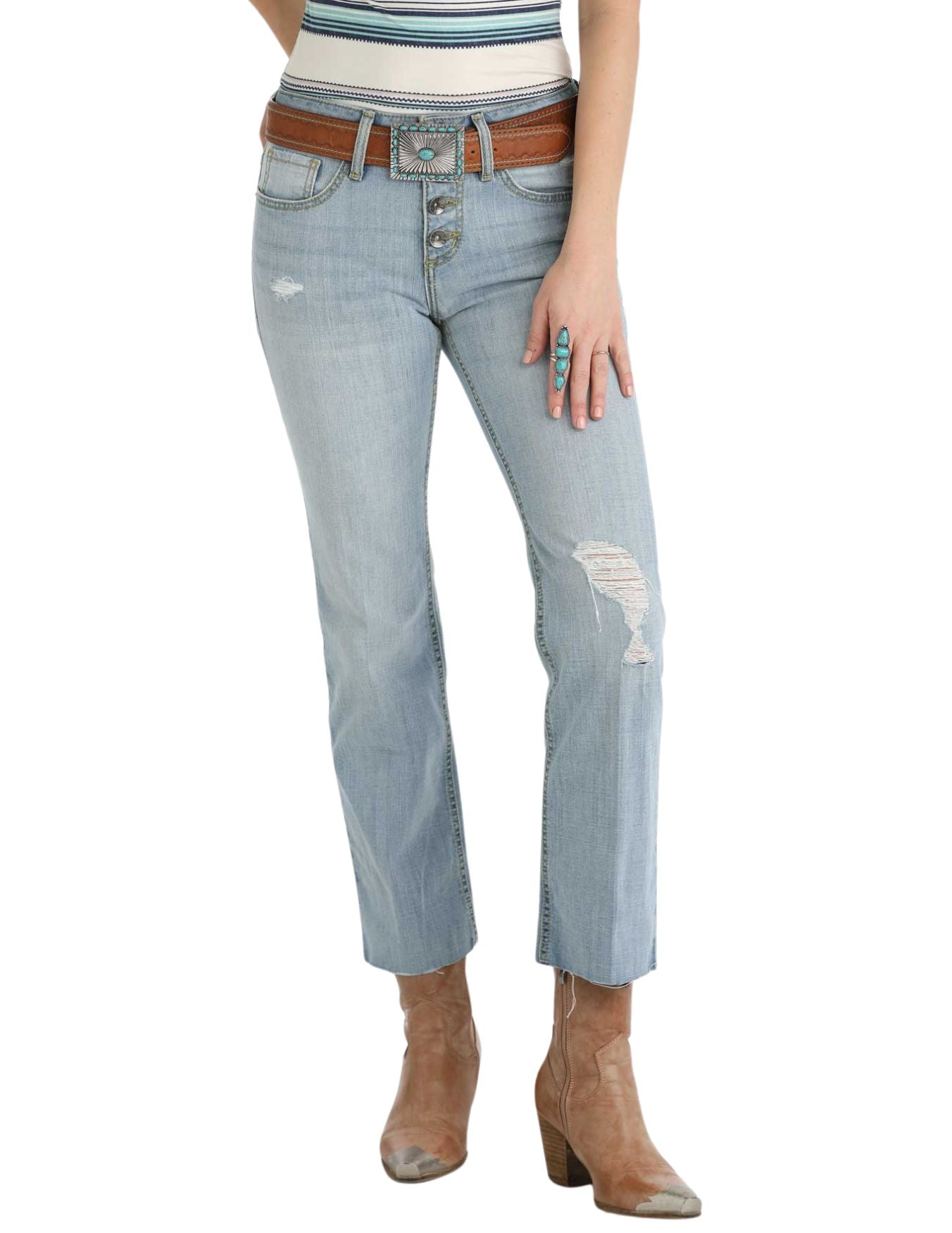 Cinch Womens Hannah Crop Light Stone Jeans