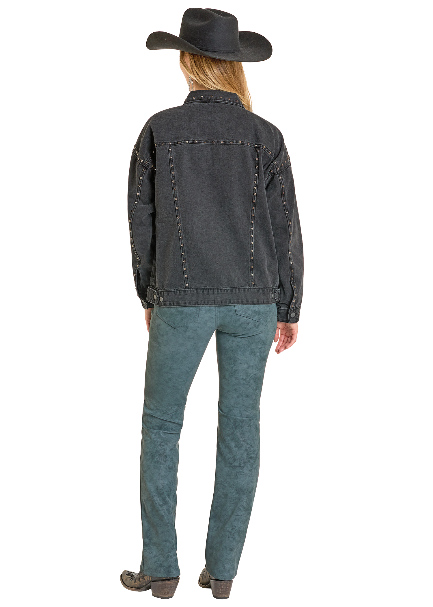 Panhandle Womens Black Studded Denim Jacket