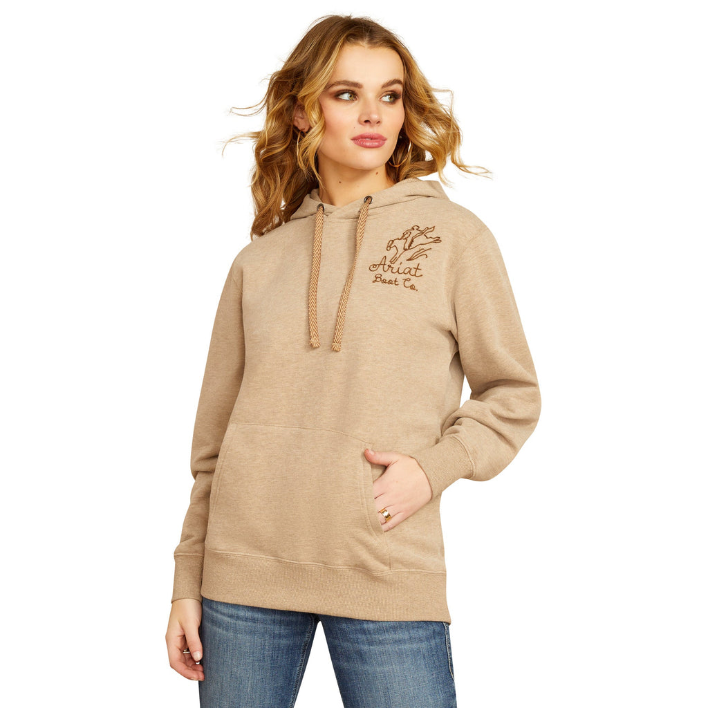 Ariat Womens Oatmeal Bronco Stitch Hoodie