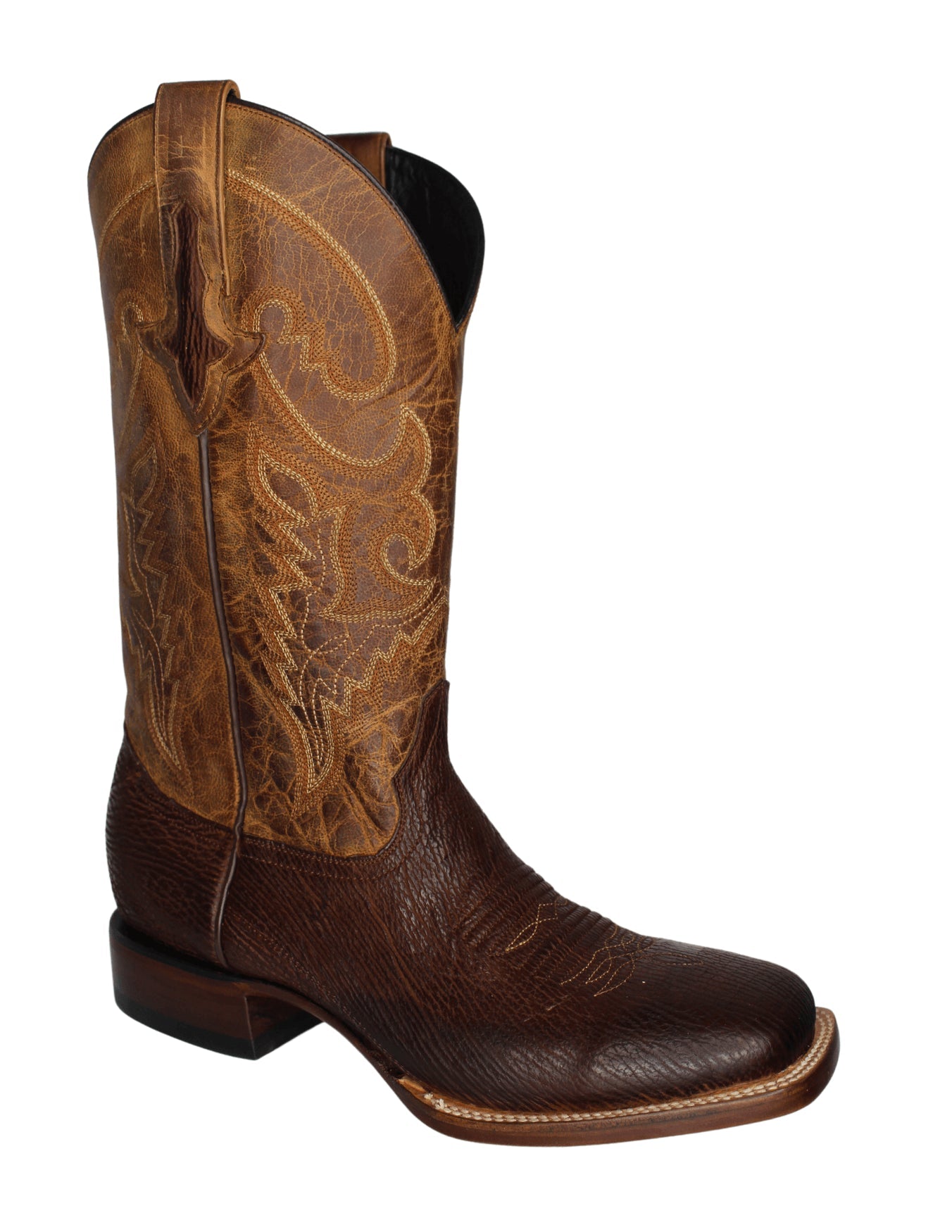 Lucchese Mens Ryan Cognac Sanded Shark Boots