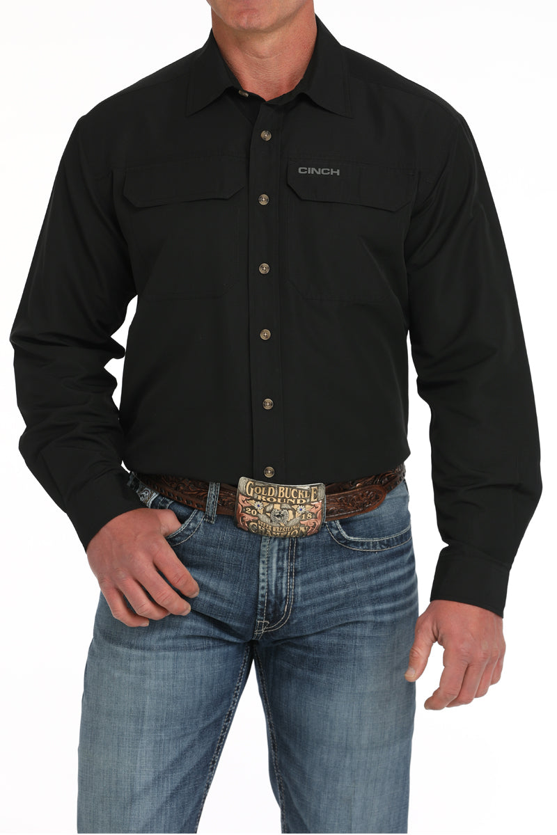 Cinch Mens Black Arenaflex Long Sleeve Shirt