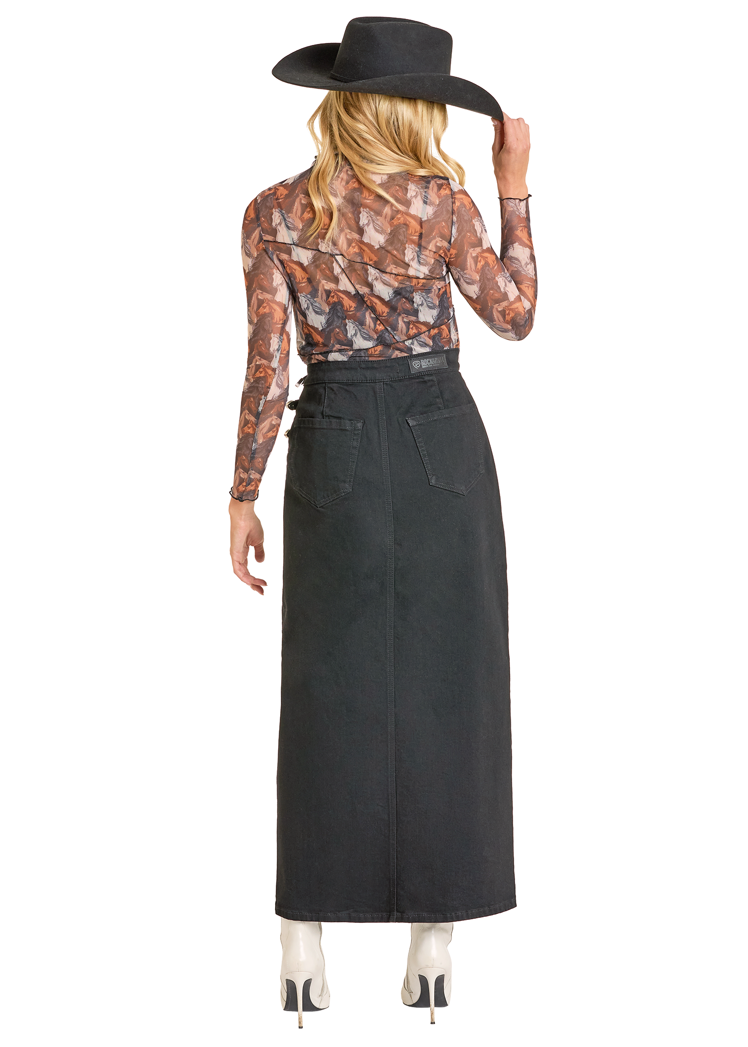 Panhandle Womens Horse Print Mesh Top