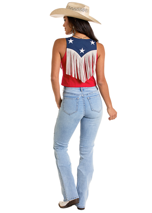 Panhandle Womens Red Fringe Vest