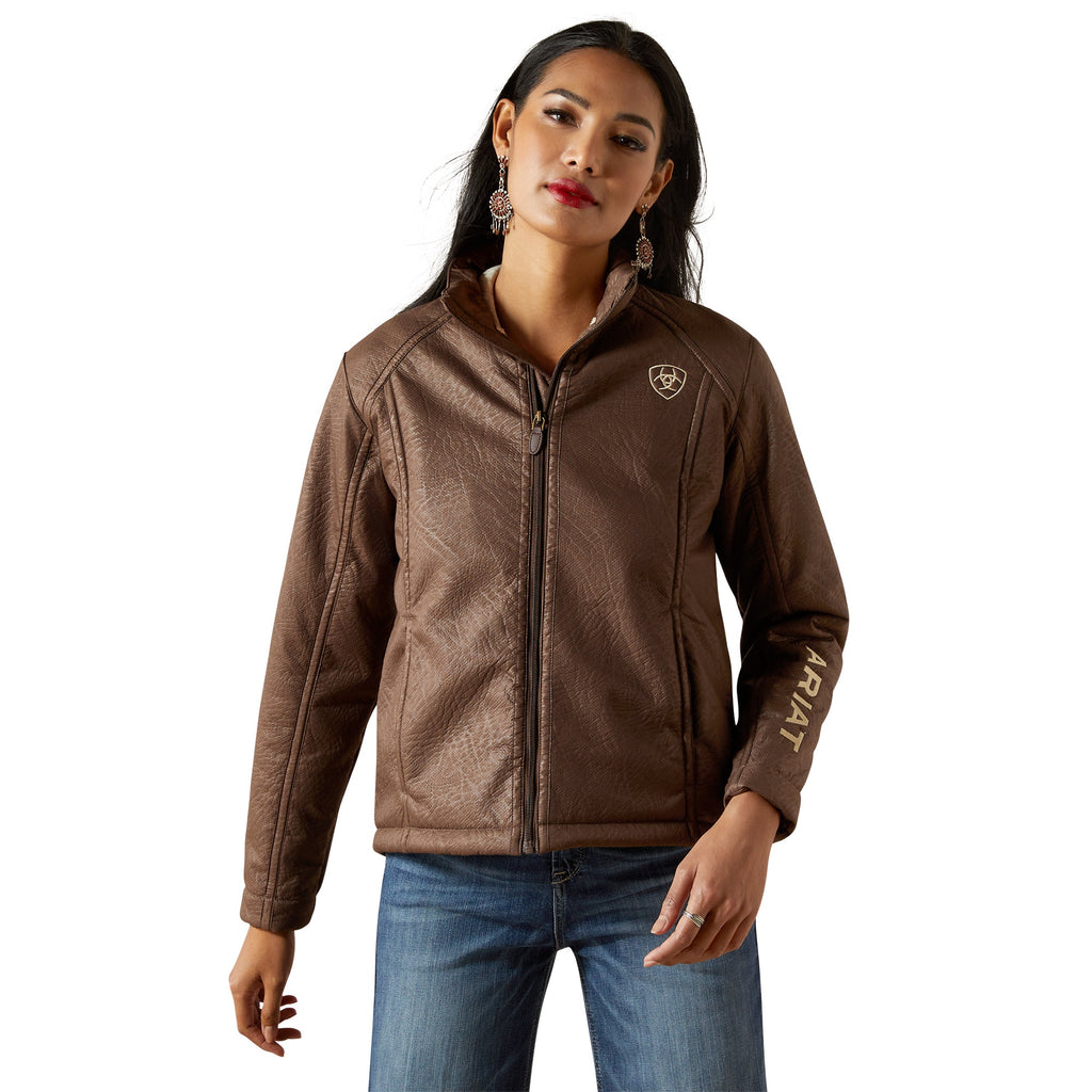 Ariat Womens Logo Softshell Faux Leather Jacket