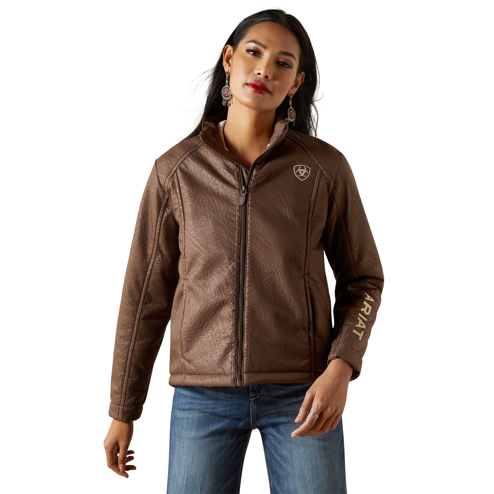 Ariat Womens Logo Softshell Faux Leather Jacket
