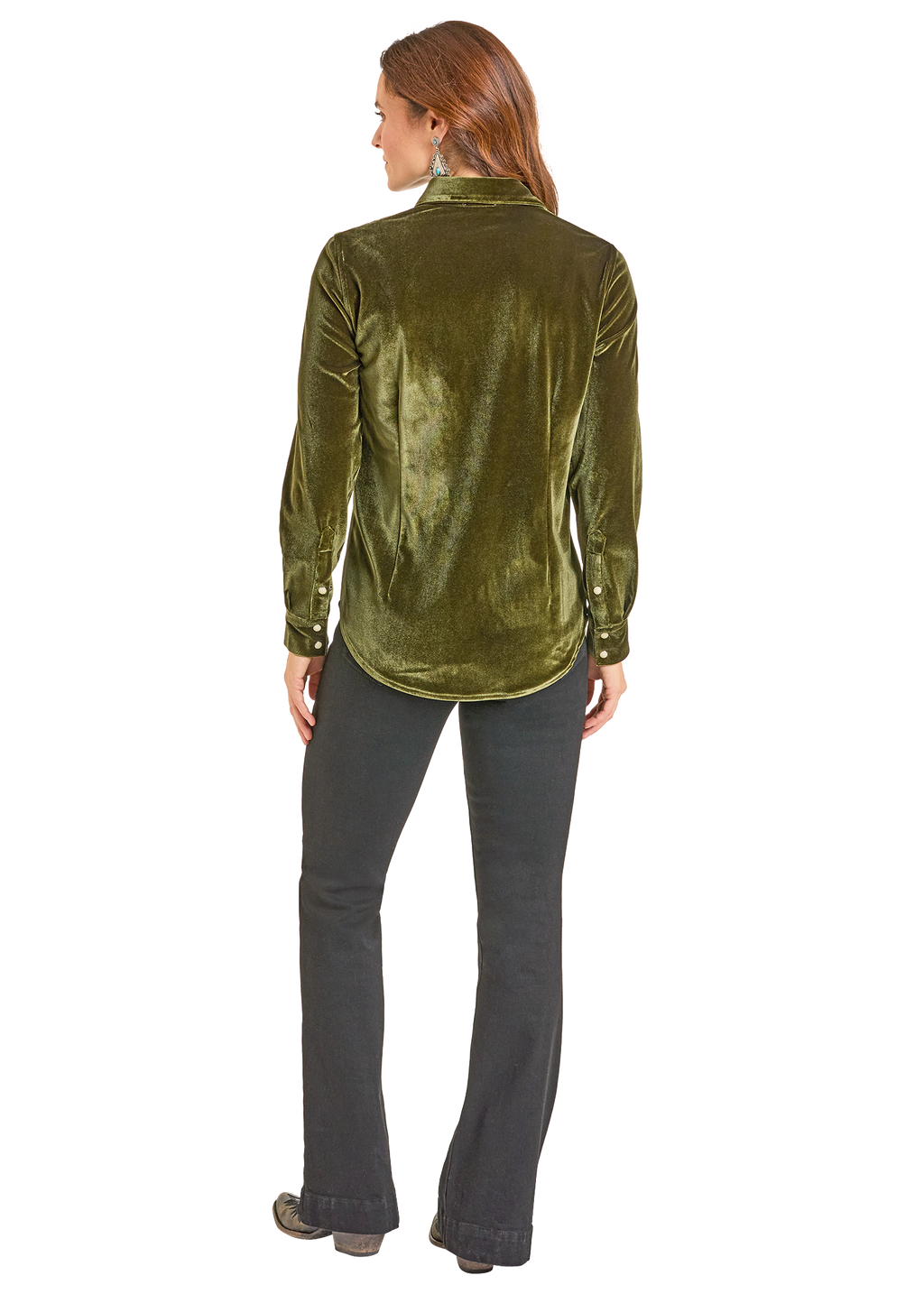 Panhandle Womens Velvet Embroidered Long Sleeve Shirt