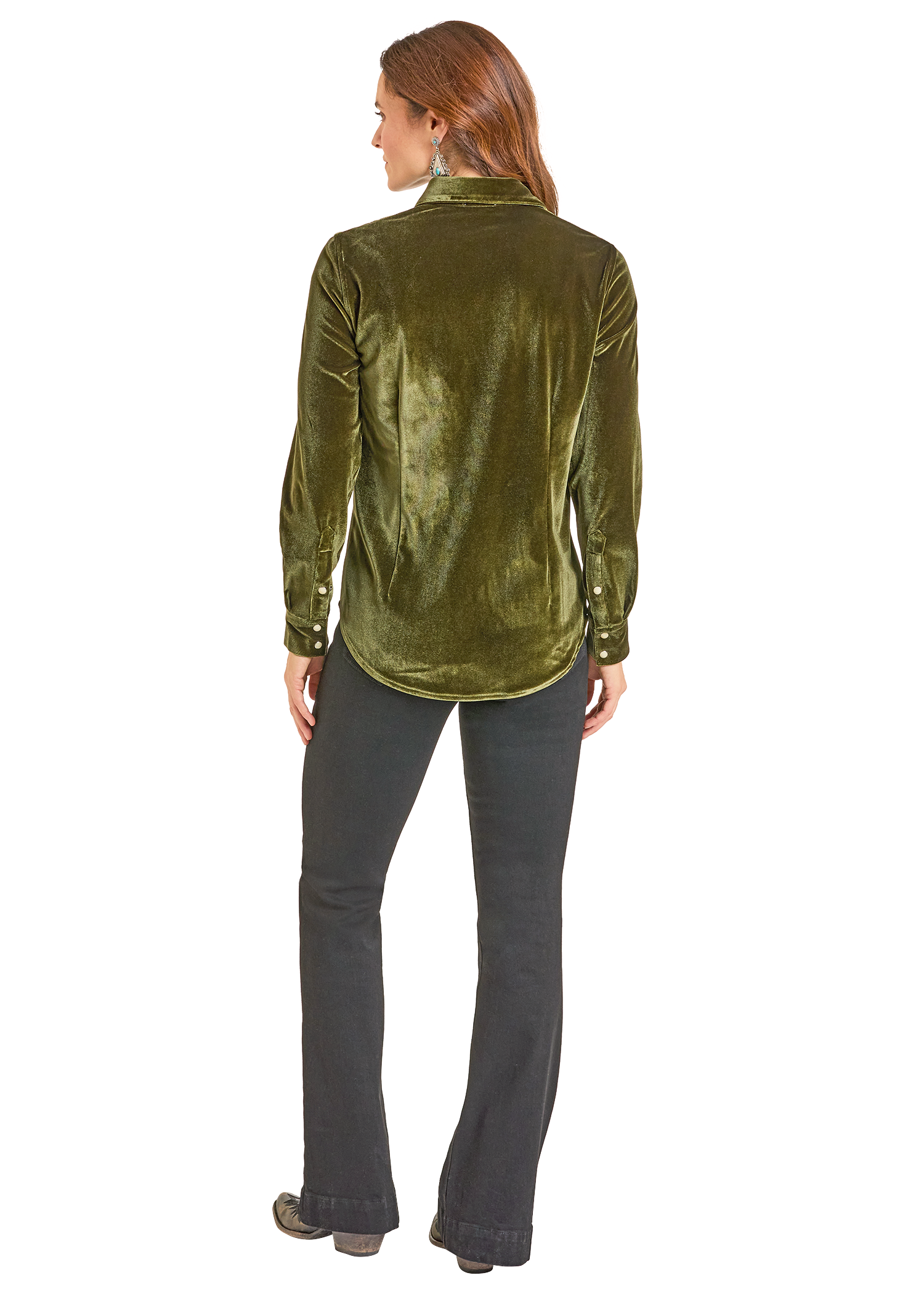 Panhandle Womens Velvet Embroidered Long Sleeve Shirt