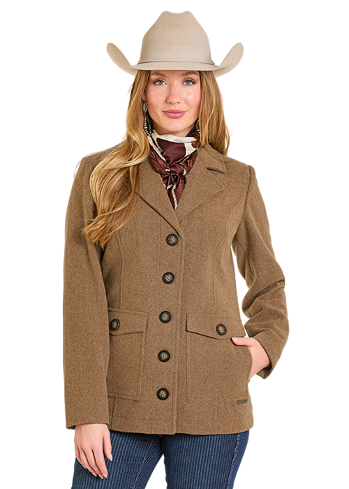 Panhandle Womens Camel Heather Wool Coat