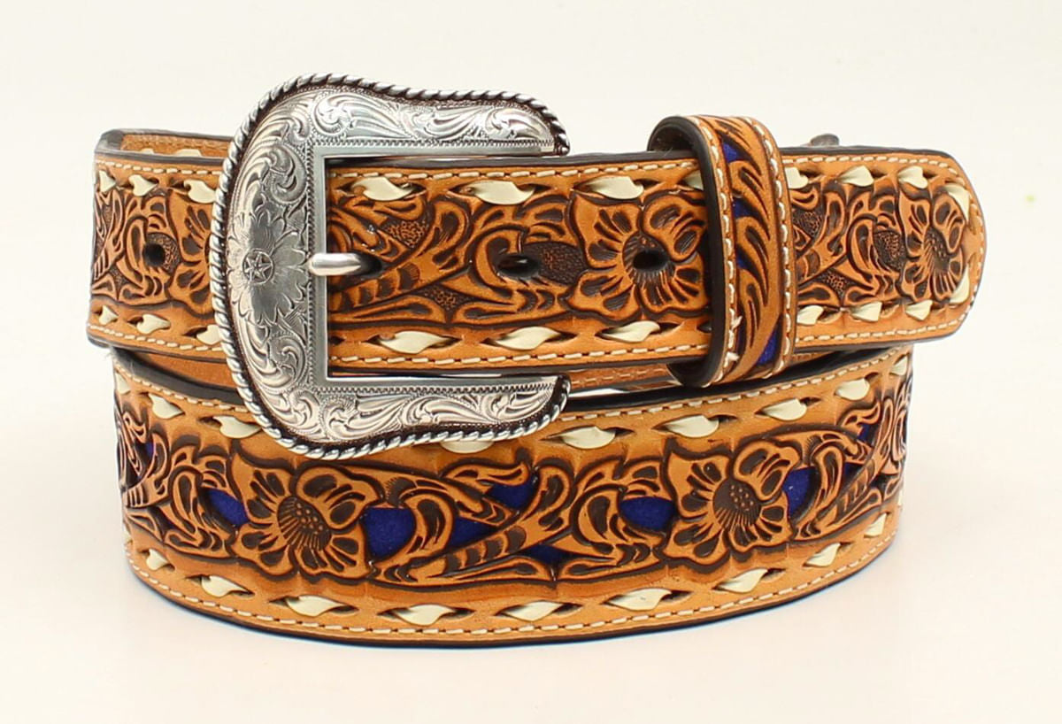 Men's Tapered Floral Embroidered Belt
