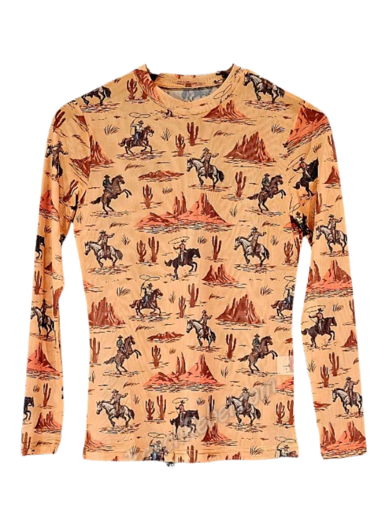 Womens Rusty Cactus Mesh Long Sleeve Shirt