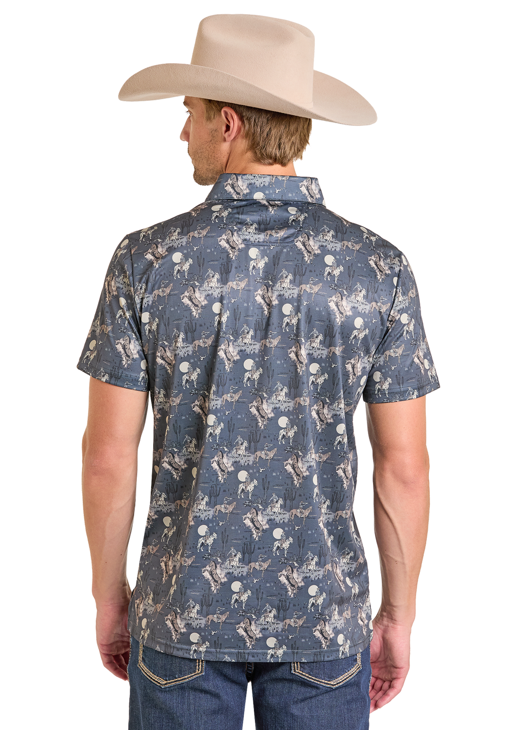 Panhandle Mens Charcoal Printed Polo