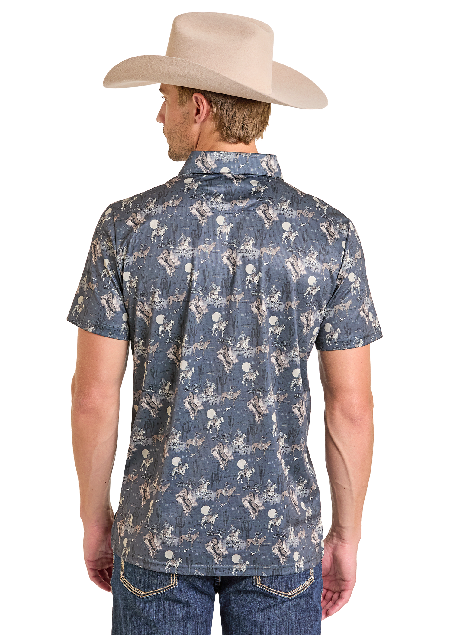 Panhandle Mens Charcoal Printed Polo