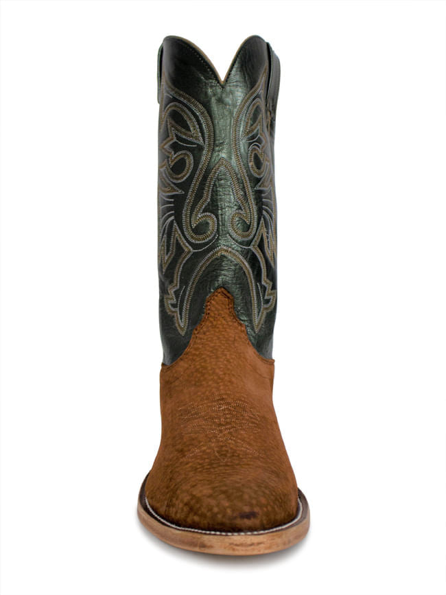 Mens Olathe Peanut Carpincho Green Velvet Cowboy Boots