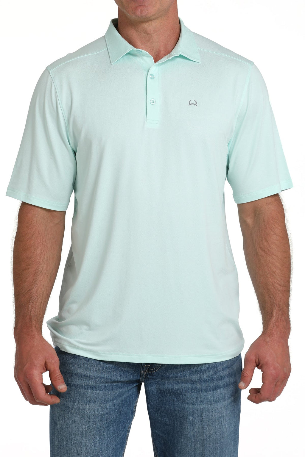 Cinch Mens Light Turquoise Arenaflex Polo