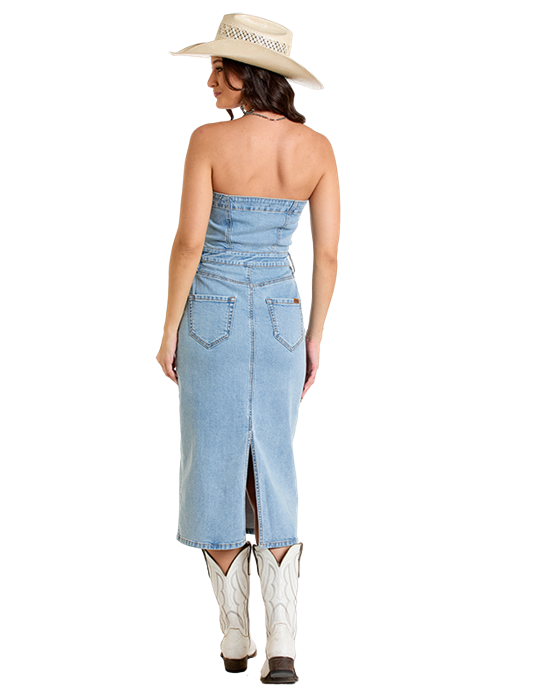 Panhandle Womens Light Wash Denim Dress