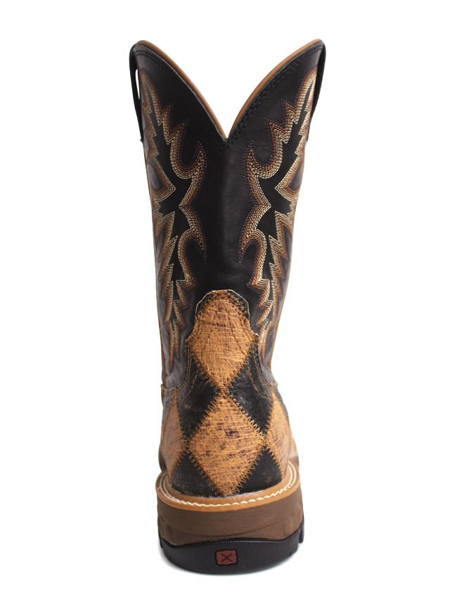 Twisted X Mens Ostrich and Black Cross Stitch Composite Toe Work Boots