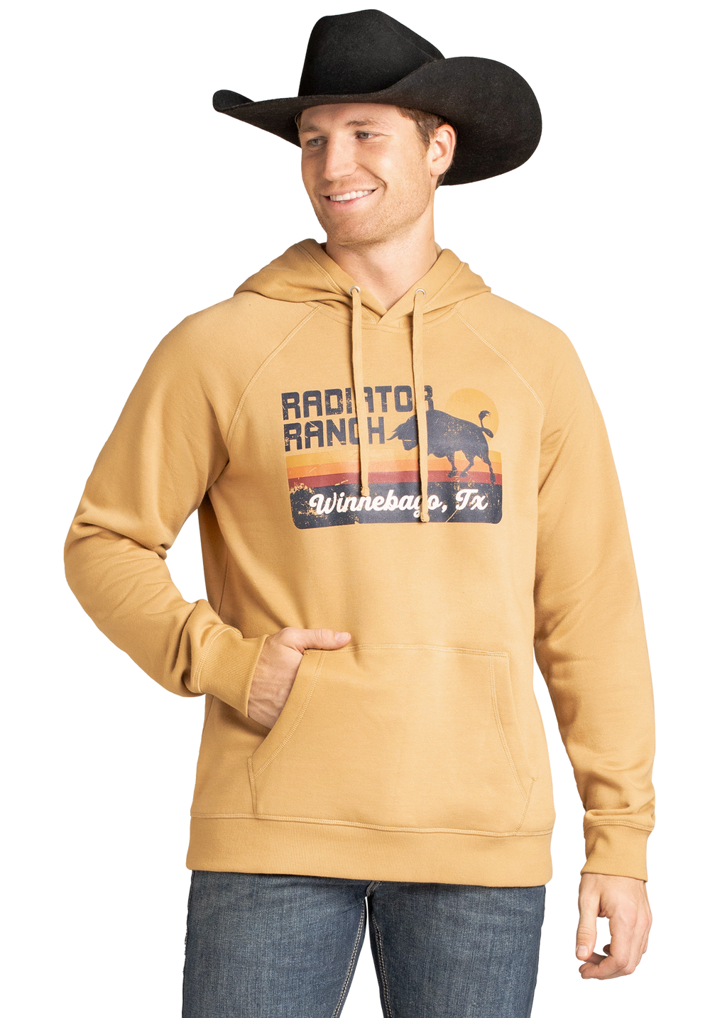 Panhandle Mens Camel Dale Graphic Hoodie