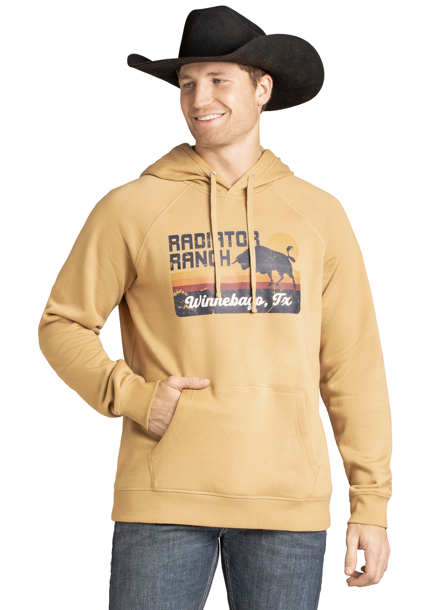 Panhandle Mens Camel Dale Graphic Hoodie