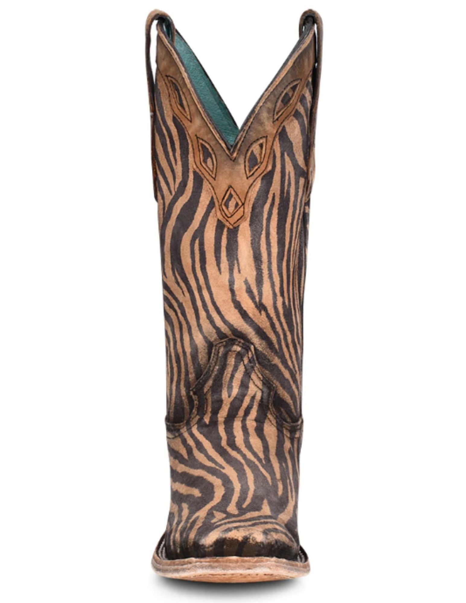 Corral Womens Zebra Striped Square Toe Western Boots