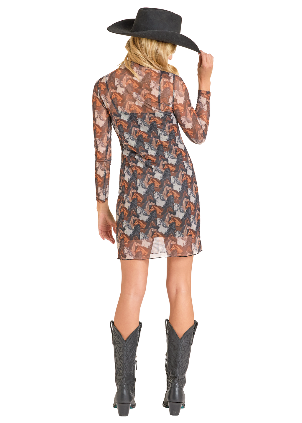 Panhandle Womens Horse Print Mesh Dress