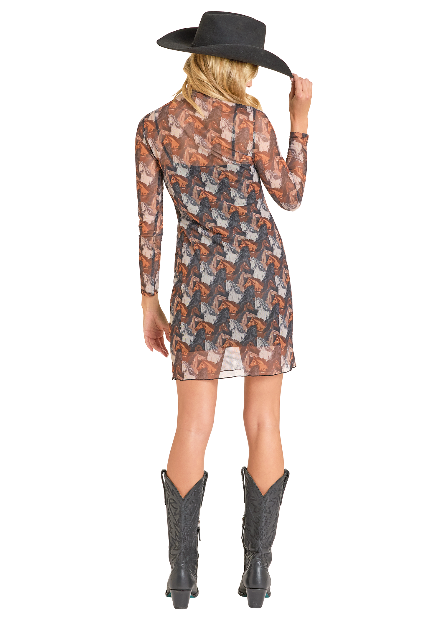 Panhandle Womens Horse Print Mesh Dress