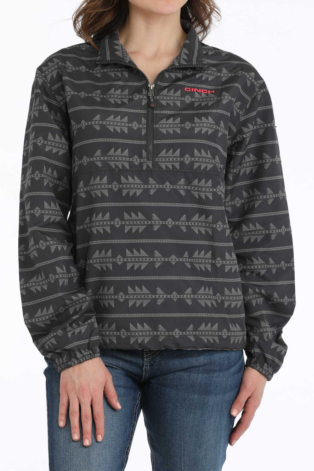 Cinch Womens Grey Printed Windbreaker