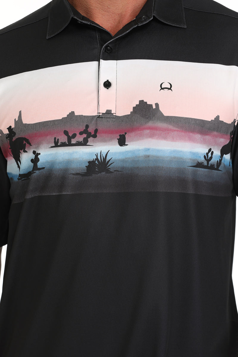 Cinch Mens Black Arenaflex Polo