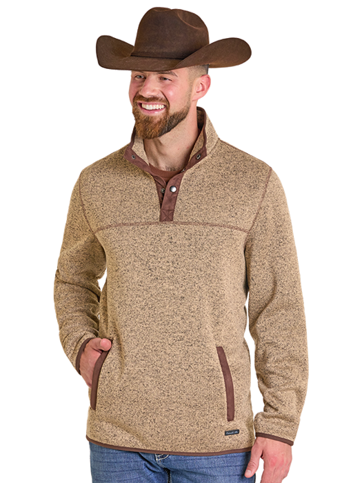 Panhandle Mens Tan Henley Pullover