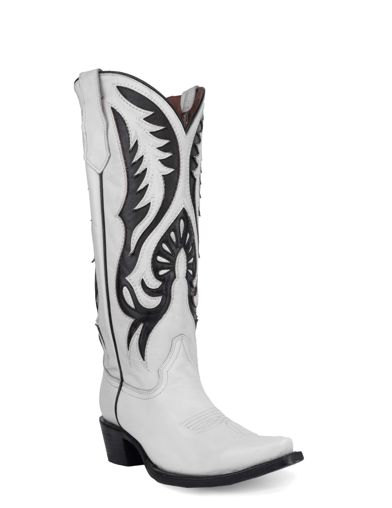 Corral Womens White Black Inlay Boots