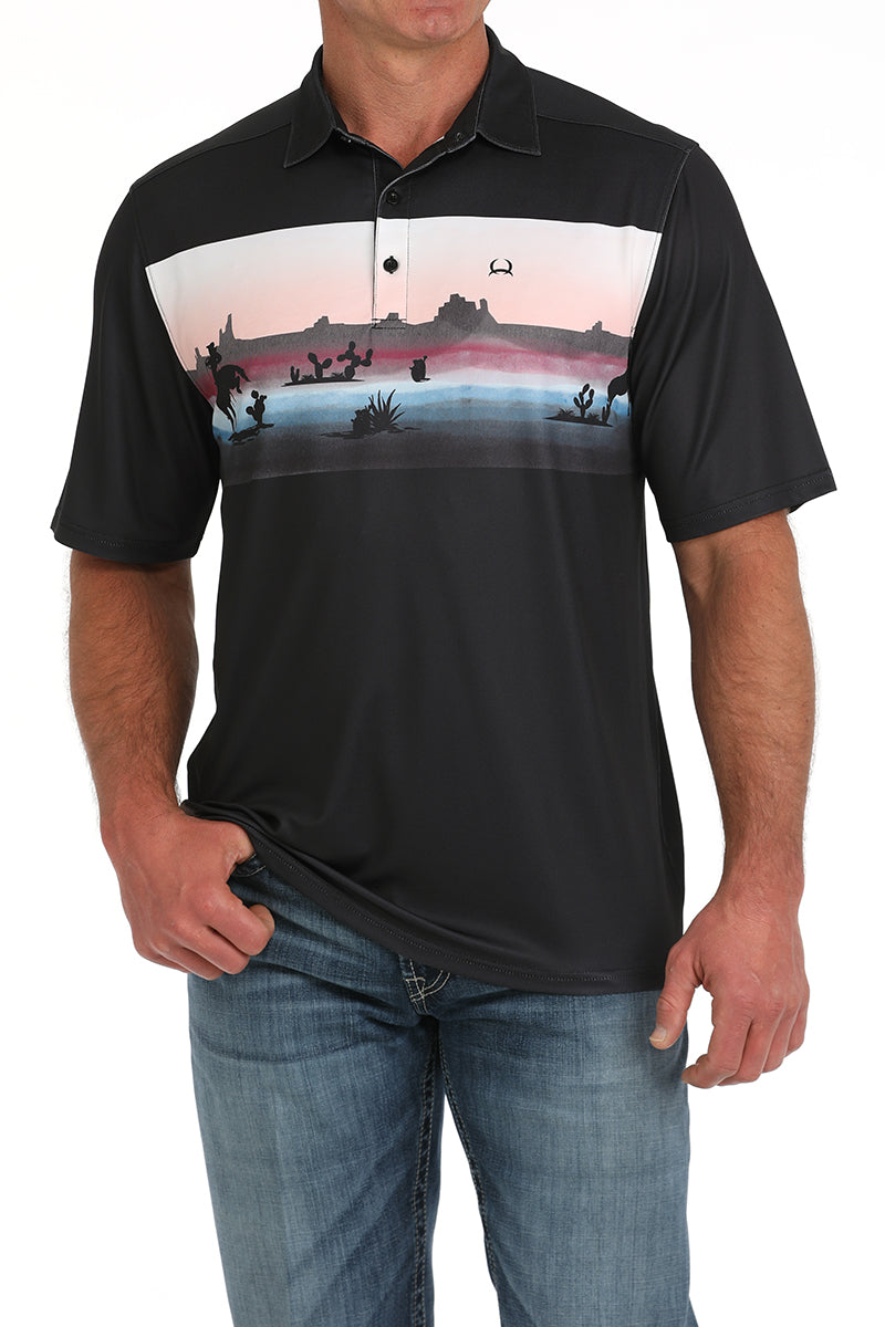 Cinch Mens Black Arenaflex Polo