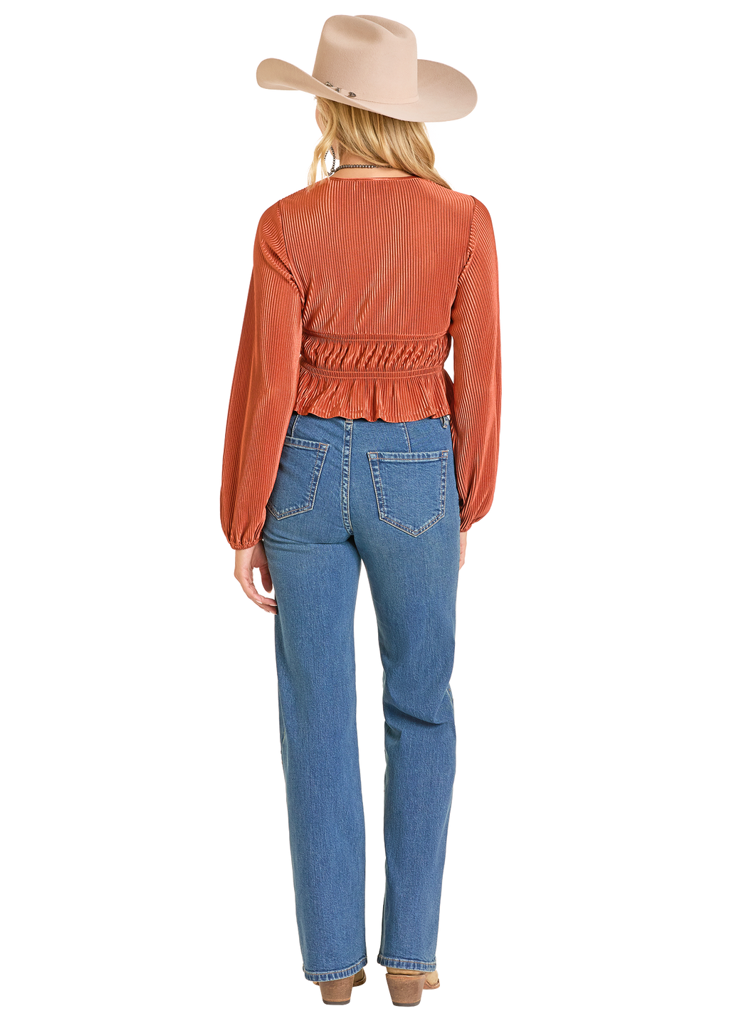 Panhandle Womens Scarlet Plisse Blouse