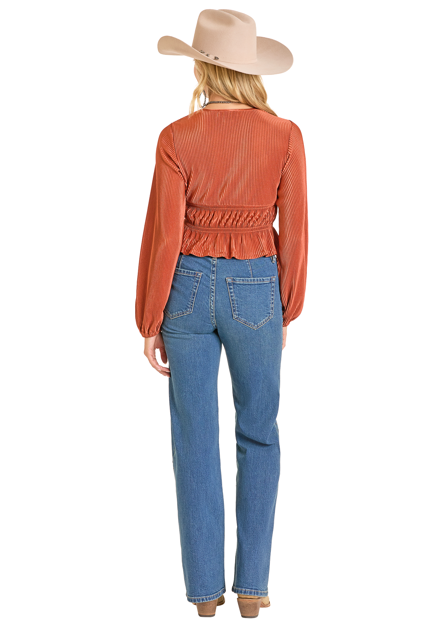 Panhandle Womens Scarlet Plisse Blouse
