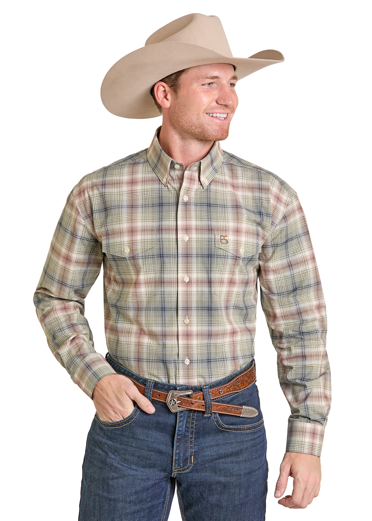 Panhandle Mens Taupe Long Sleeve Shirt