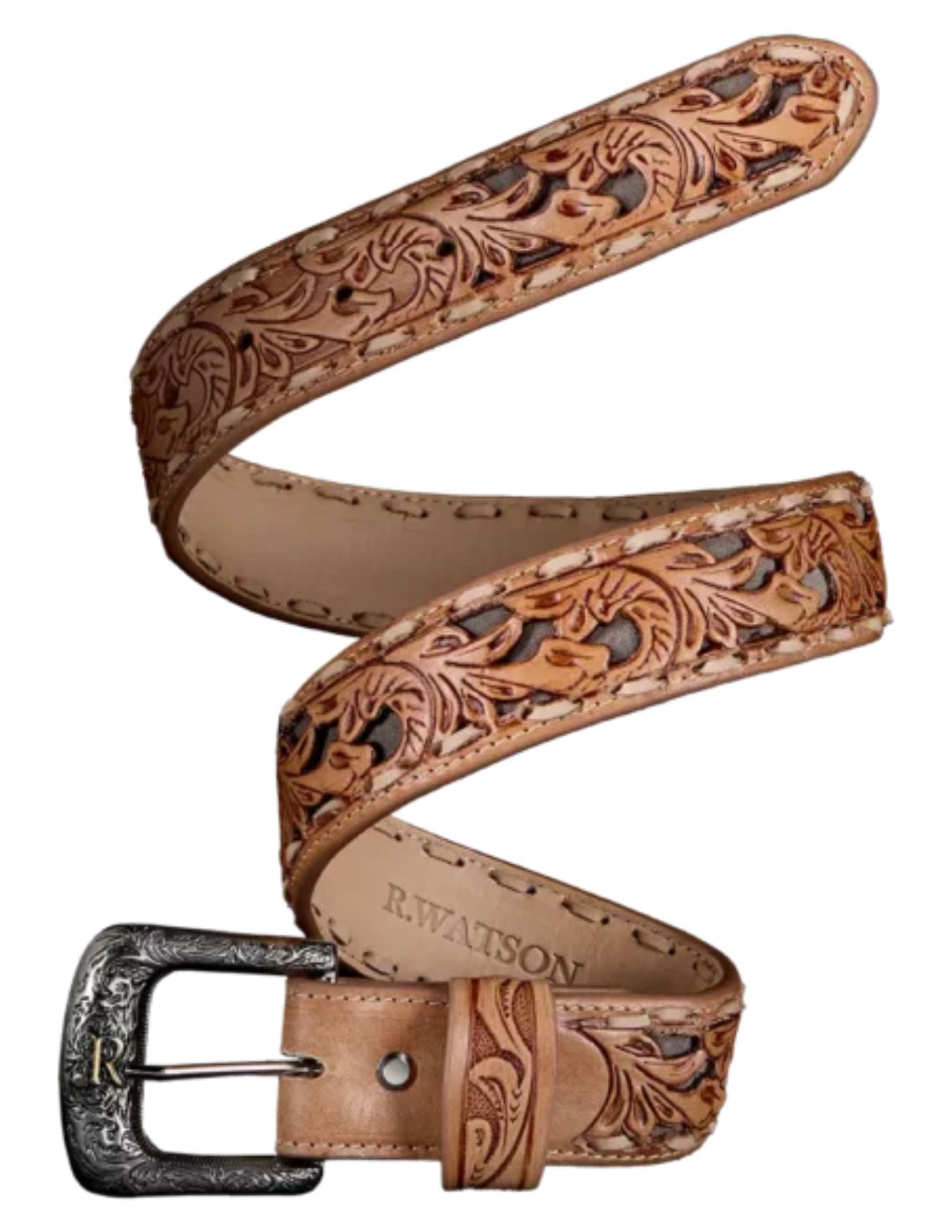 R. Watson Mens Charcoal Roughout Underlay Belt