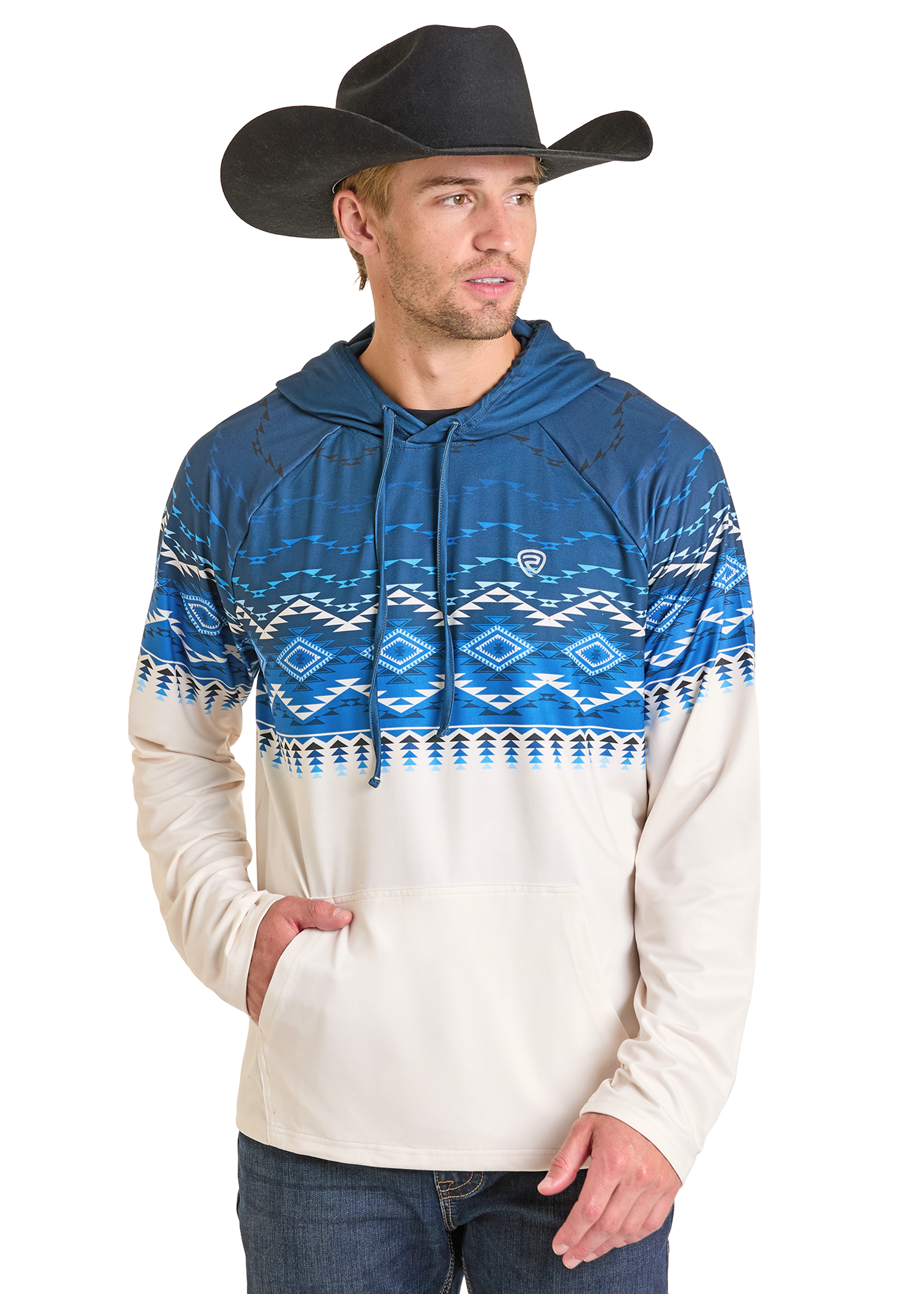 Panhandle Mens Navy Border Hoodie