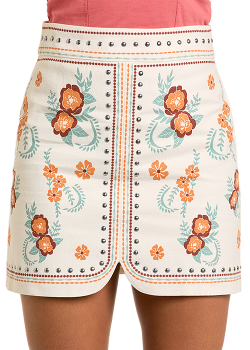 Panhandle Womens Floral Studded Skirt