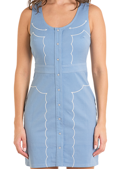 Panhandle Womens Blue Embroidered Dress