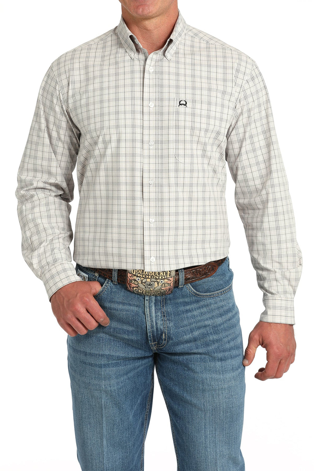 Cinch Mens White Long Sleeve Shirt
