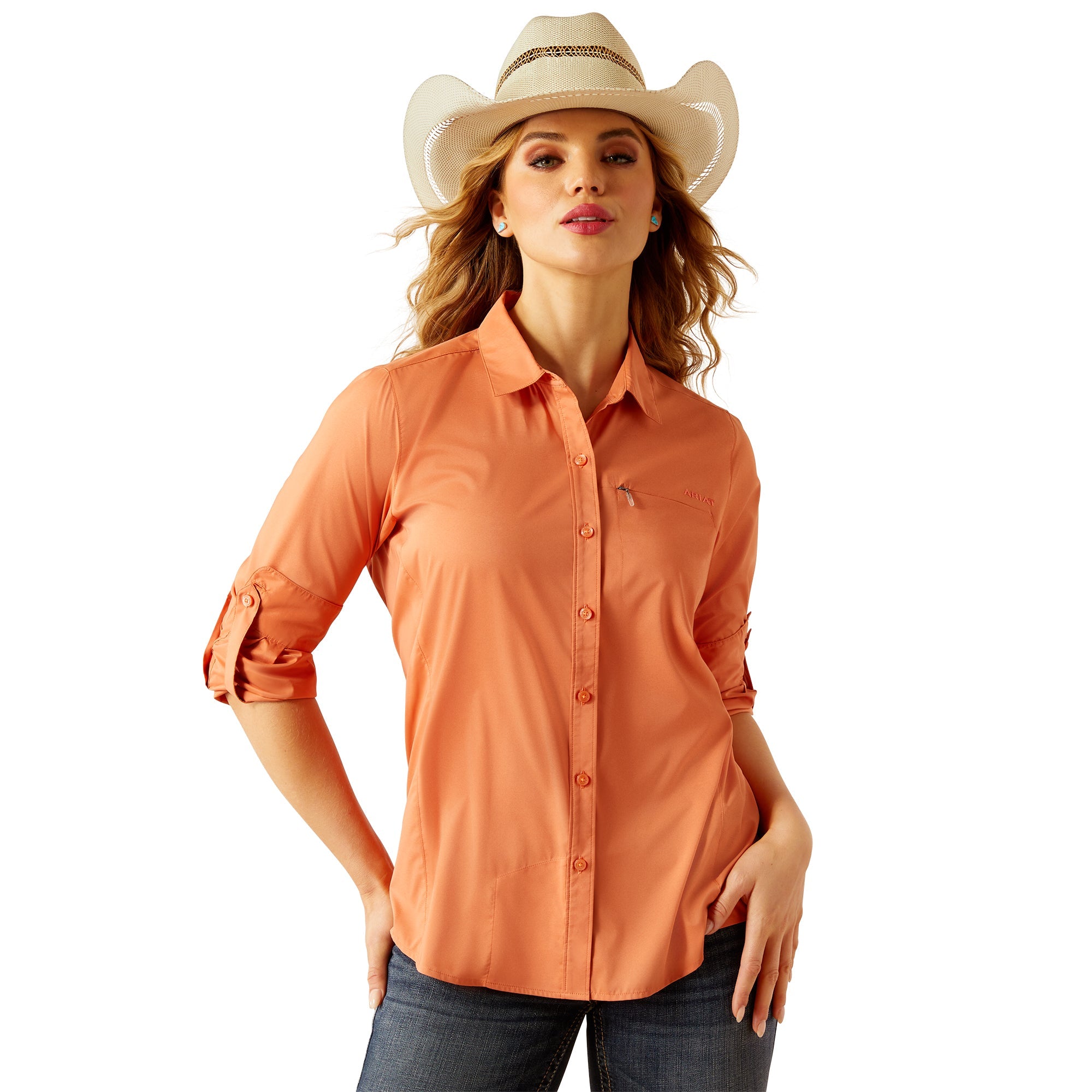 Ariat Womens Orange VentTEK Long Sleeve Shirt